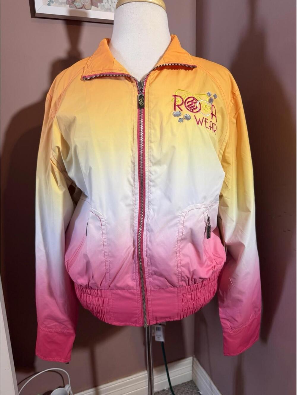 Roca Wear Jacket Womens XL Gradient Embroidered Ombre Rhinestone New